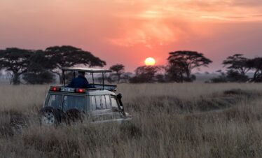 man riding on gray car during sunset